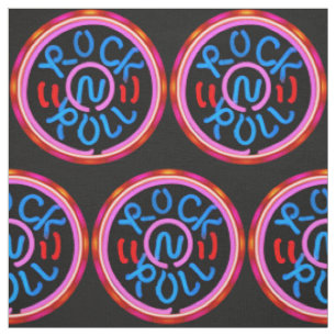 Rock n Roll Muziek Neon Sign Look Stoffenprint Stof