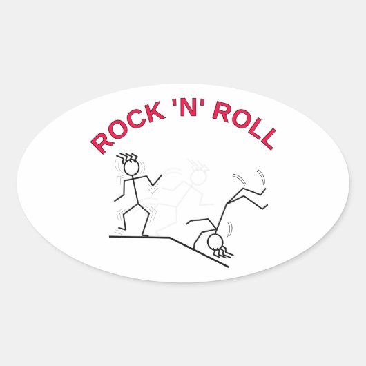 Rock 'N' Roll Ovale Sticker (Voorkant)