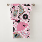 Rock n Roll Pattern roze Bad Handdoek (Insitu)