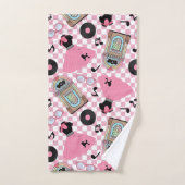 Rock n Roll Pattern roze Bad Handdoek (Handdoek)