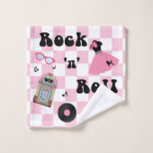 Rock n Roll Pattern roze Bad Handdoek (Wasdoekje)