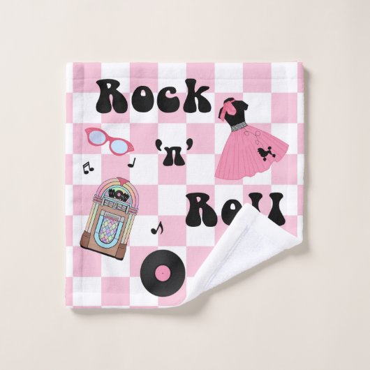 Rock n Roll Pattern roze Bad Handdoek (Wasdoekje)