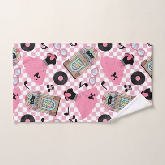 Rock n Roll Pattern roze Bad Handdoek (Handdoek)