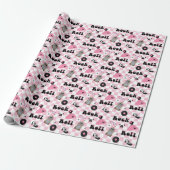 Rock n roll Pink Check Cadeaupapier (Uitgerold)