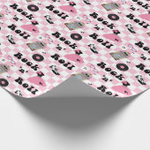 Rock n roll Pink Check Cadeaupapier (Hoek)
