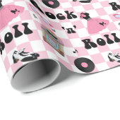 Rock n roll Pink Check Cadeaupapier (Rol Hoek)