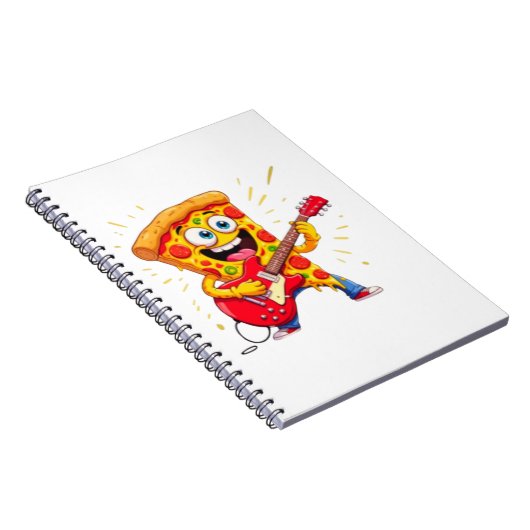 **Rock ’n’ Roll Pizza – Funny Guitar-Playing Slice Notitieboek (Rechterzijde)