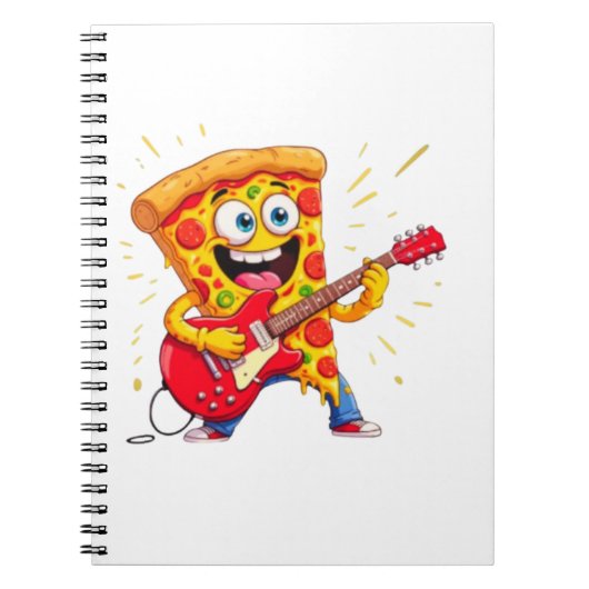 **Rock ’n’ Roll Pizza – Funny Guitar-Playing Slice Notitieboek (Voorkant)