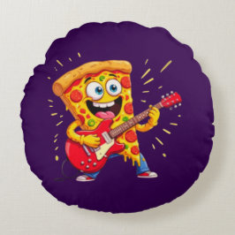 **Rock ’n’ Roll Pizza – Funny Guitar-Playing Slice Rond Kussen