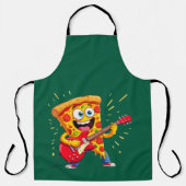 **Rock ’n’ Roll Pizza – Funny Guitar-Playing Slice Schort (Voorkant)