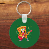**Rock ’n’ Roll Pizza – Funny Guitar-Playing Slice Sleutelhanger (Achterkant)