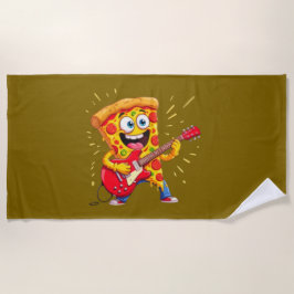 **Rock ’n’ Roll Pizza – Funny Guitar-Playing Slice Strandlaken