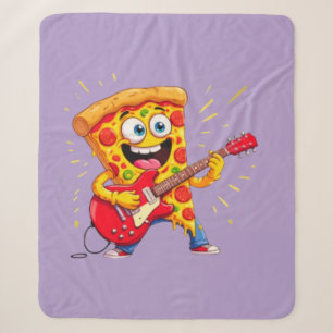 **Rock ’n’ Roll Pizza – Grappige Gitaarspelende Pi Sherpa Deken