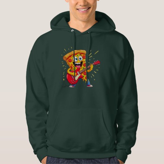**Rock ’n’ Roll Pizza – Grappige Gitarist Slice** Hoodie (Voorkant)