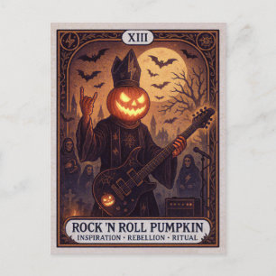 Rock 'N Roll Pompoen Halloween Tarot Ansichtkaart Briefkaart