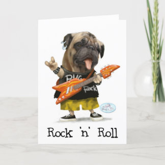 Rock N Roll Pug Wenskaarten Kaart