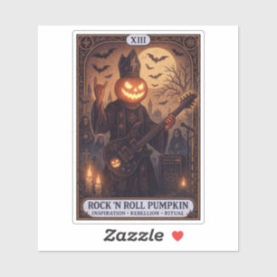 Rock 'n Roll Pumpkin Die-Cut Sticker - Tarot Kaart