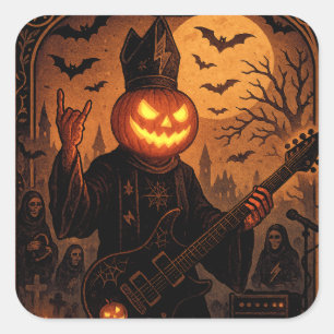 Rock 'n Roll Pumpkin Sticker - Gothic Tarot Kaart