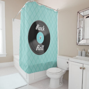 Rock n Roll Record Douchegordijn