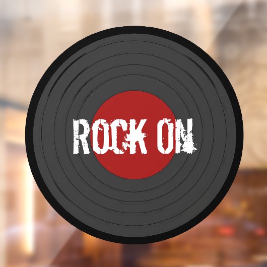 Rock N Roll Record  Windows Cling Raamsticker (Vel 2)