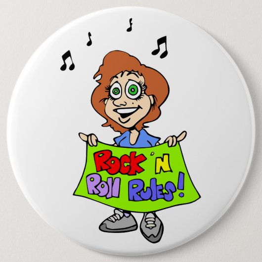 ROCK 'N ROLL REGELS RONDE BUTTON 6,0 CM (Voorkant)