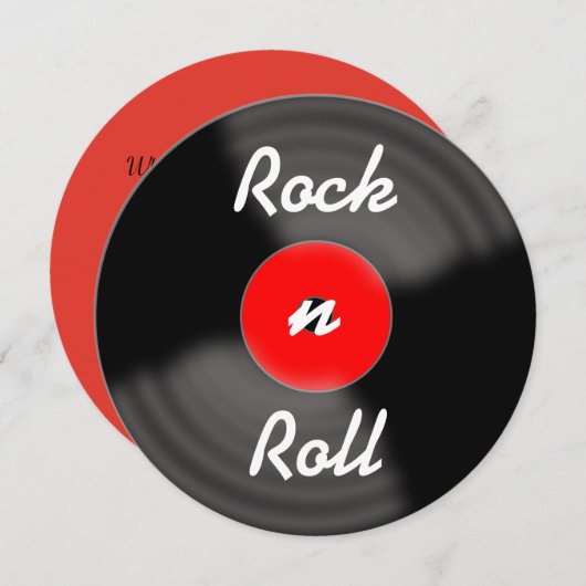 Rock n Roll Retro Birthday Record Kaart (Voorkant / Achterkant)