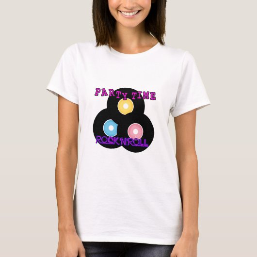 Rock 'n' Roll Retro Feesttijd T-shirt (Voorkant)