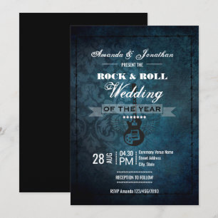 Rock n' Roll Retro Vintage Wedding Invitation Kaart