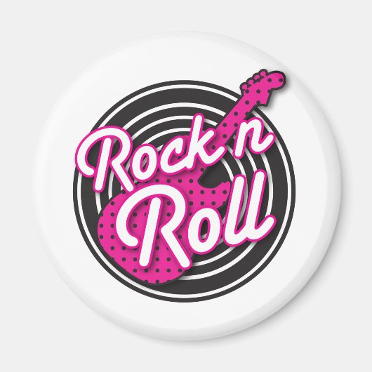 Rock N Roll rockabilly recordontwerp Magneet (Voorkant)
