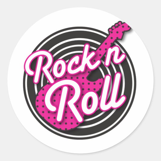 Rock N Roll rockabilly recordontwerp Ronde Sticker (Voorkant)