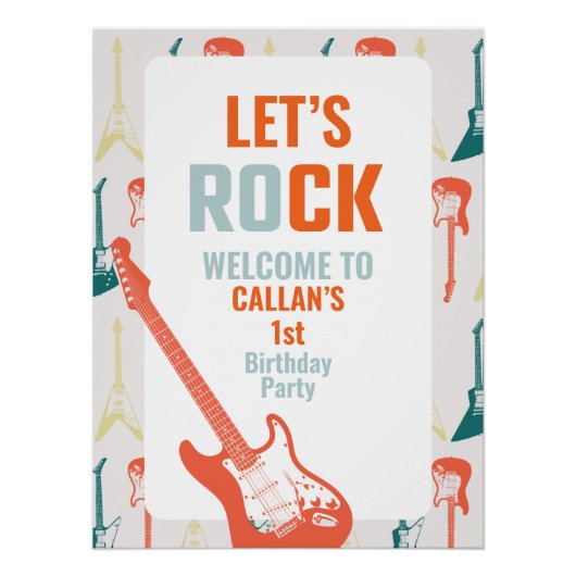 Rock n Roll Rockstar 1e verjaardag Welkom Perfect Poster (Voorkant)