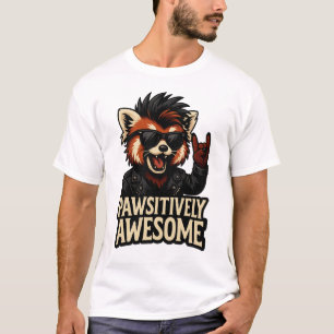 Rock-n-Roll Rode panda Pawsitively Geweldig T-shirt