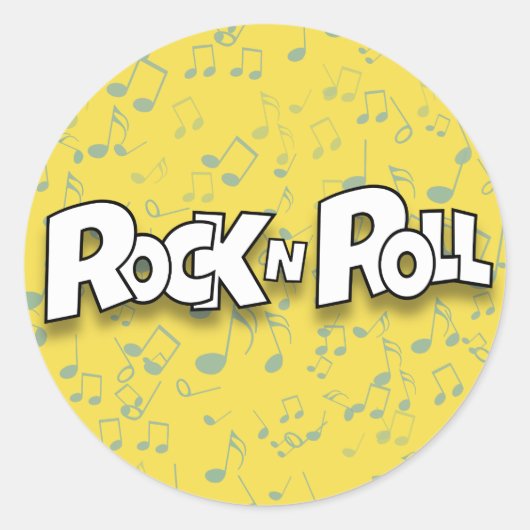 Rock N Roll Ronde Sticker (Voorkant)