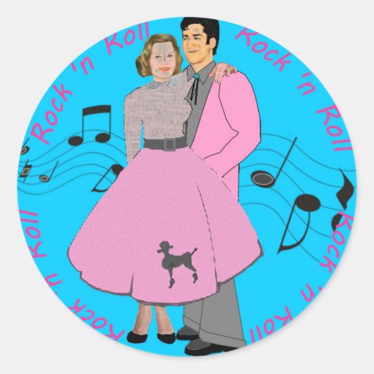 Rock ' n Roll Ronde Sticker (Voorkant)