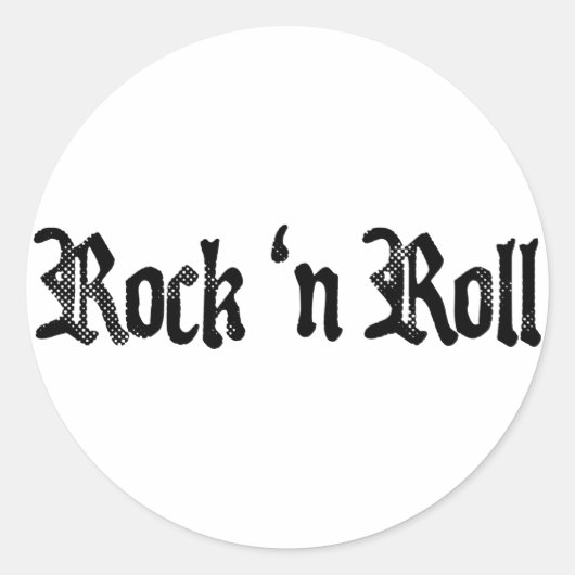 rock n roll ronde sticker (Voorkant)