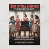 Rock 'n' Roll Ruffles 1950s Birthday Party Briefkaart (Voorkant)