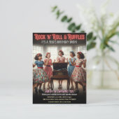Rock 'n' Roll Ruffles 1950s Birthday Party Briefkaart (Staand voorkant)
