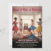 Rock 'n' Roll Ruffles 1950s Birthday Party Kaart (Voorkant)