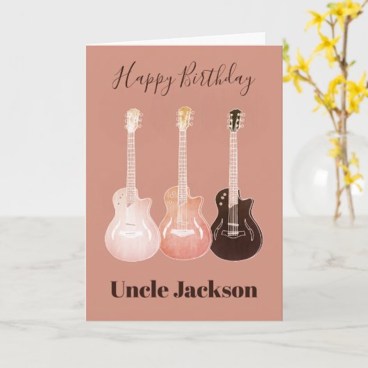 Rock n Roll Rustic Guitars oom Name Kaart (Gele Bloem)