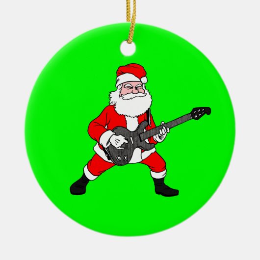 Rock N Roll Santa Claus Keramisch Ornament (Voorkant)