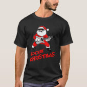 Rock N Roll Santa Claus kerstcadeau met kerstcadea T-shirt (Voorkant)