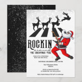 Rock N Roll Santa Reindeer Rockin' Christmas Party Kaart (Voorkant / Achterkant)