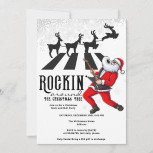 Rock N Roll Santa Reindeer Rockin' Christmas Party Kaart