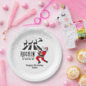 Rock N Roll Santa Rockin' Verjaardag Kerstfeest Papieren Bordje (Feest)