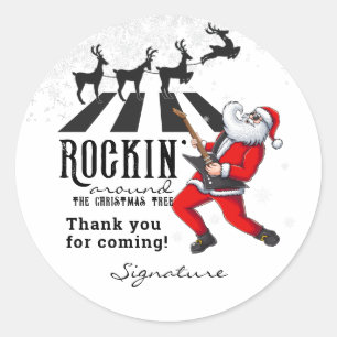 Rock N Roll Santa Rockin' Verjaardag Kerstfeest Ronde Sticker