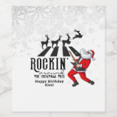 Rock N Roll Santa Rockin' Verjaardag Kerstfeest Wijn Etiket (Enkel label)