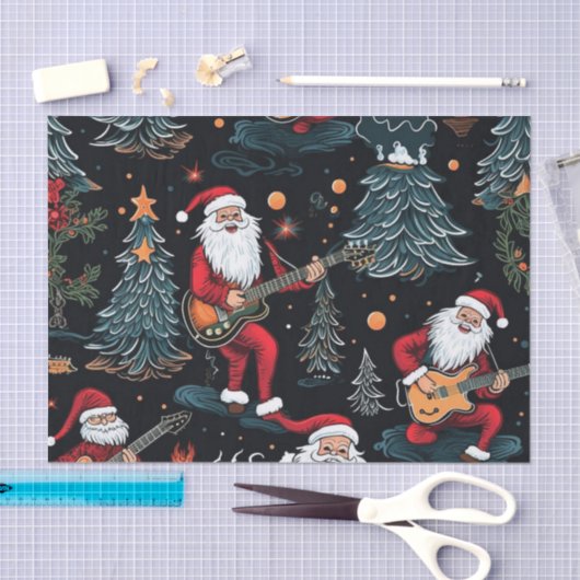 Rock-n-Roll Santa Tissue Papier (Craft)