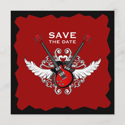 Rock 'n' Roll Save the Date uitnodiging (Voorkant)