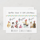 Rock n roll, schattige muzikale hondenband, kerst briefkaart (Voorkant / Achterkant)