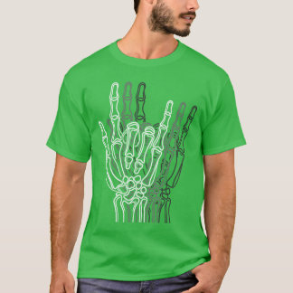 Rock n Roll Skelet Hand Gebaar Vintage Rock Fan T-shirt
